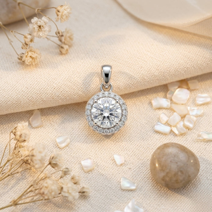 Silver Halo Pendant & Studs