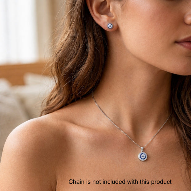 Sparkling Evil Eye Pendant & Studs (Small)
