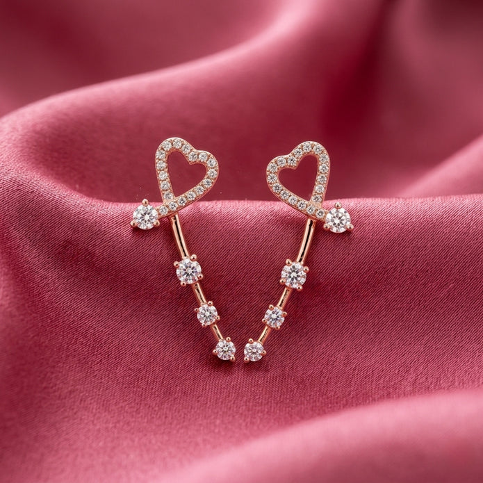 Rose Gold Diamond Heart Earrings