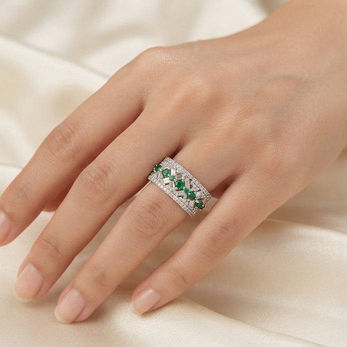 Emerald Wide Ring