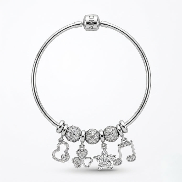 Pave Heart, Star & Note Bracelet