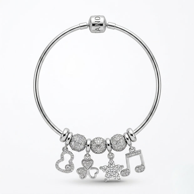 Pave Heart, Star & Note Bracelet