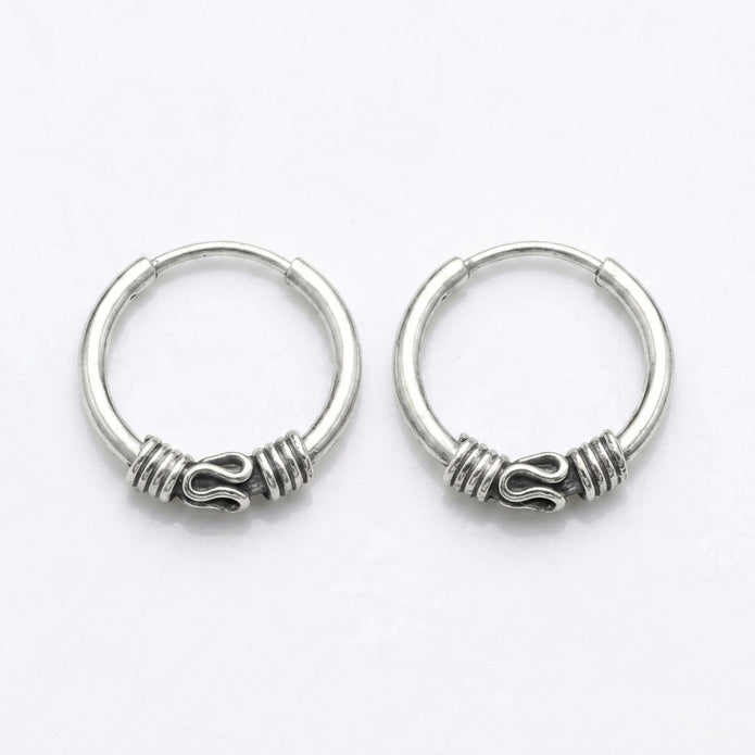 Oxidised Bali Hoops