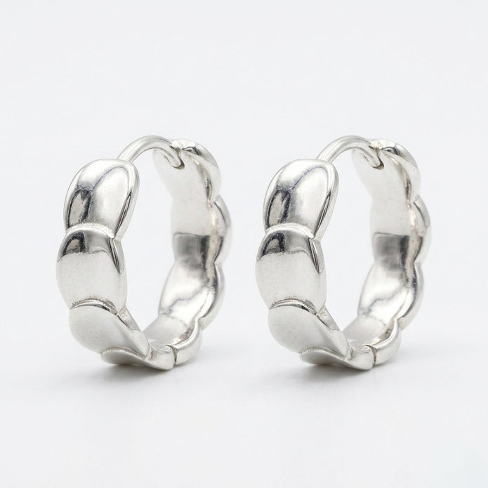 Sculpted Silver Hoops