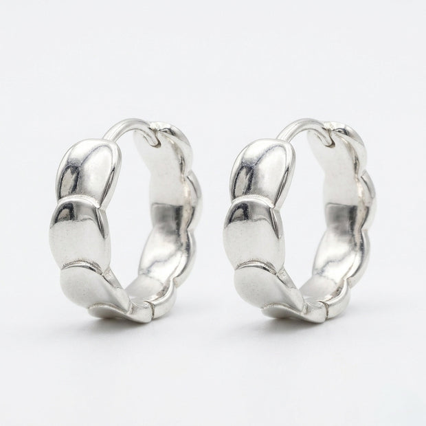 Sculpted Silver Hoops