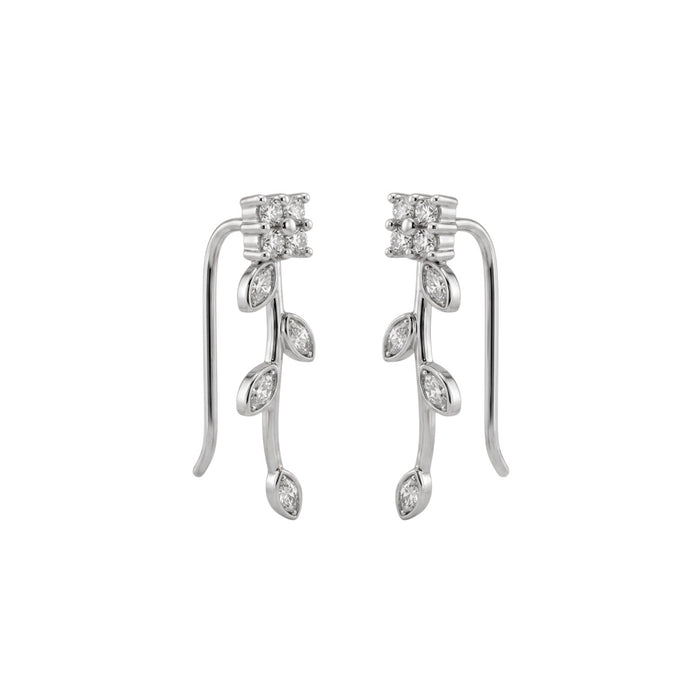 Crystal Vine Leaf Earrings