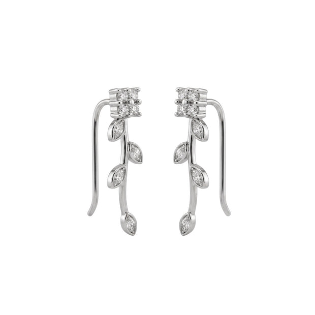 Crystal Vine Leaf Earrings