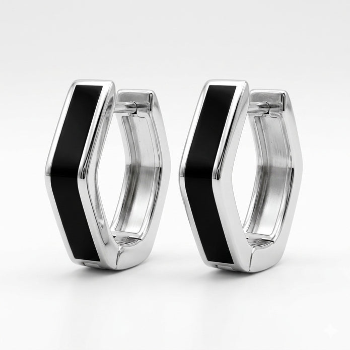 Onyx Hexagonal Hoops