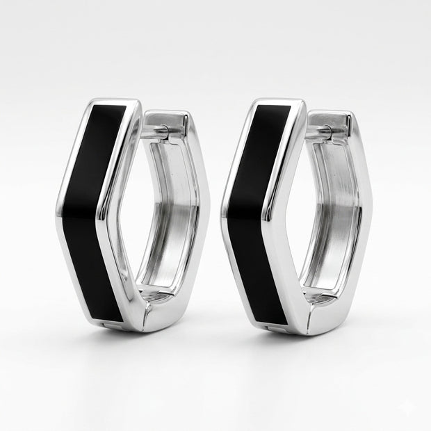 Onyx Hexagonal Hoops
