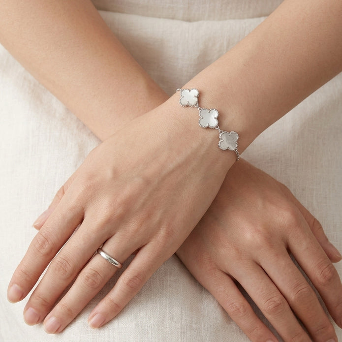 Pearl Triple Clover Bracelet
