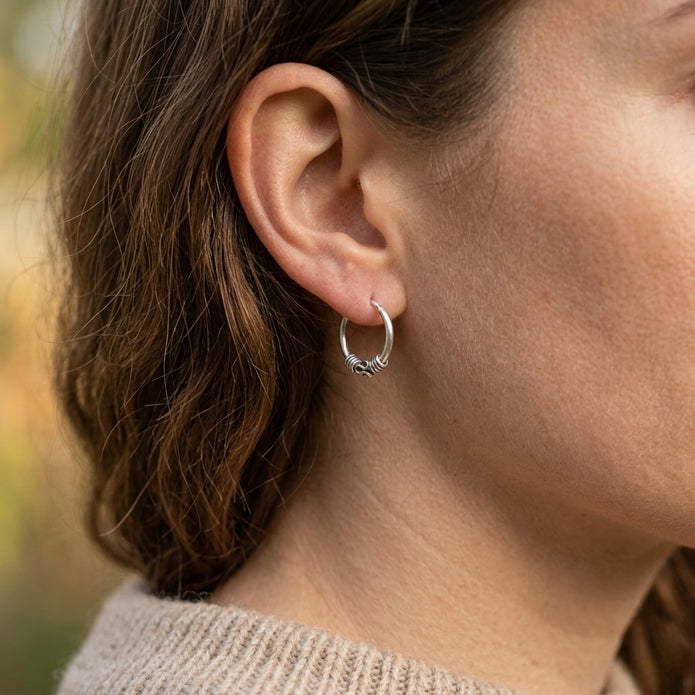 Oxidised Bali Hoops