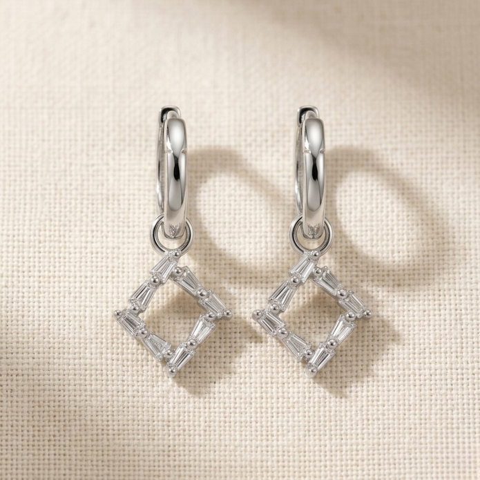 Crystal Square Hoop