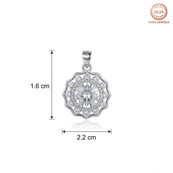 Sterling Floral Round Pendant