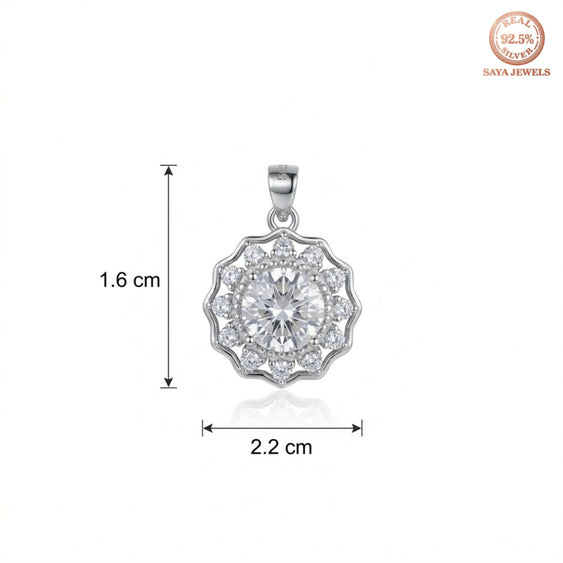 Sterling Floral Round Pendant