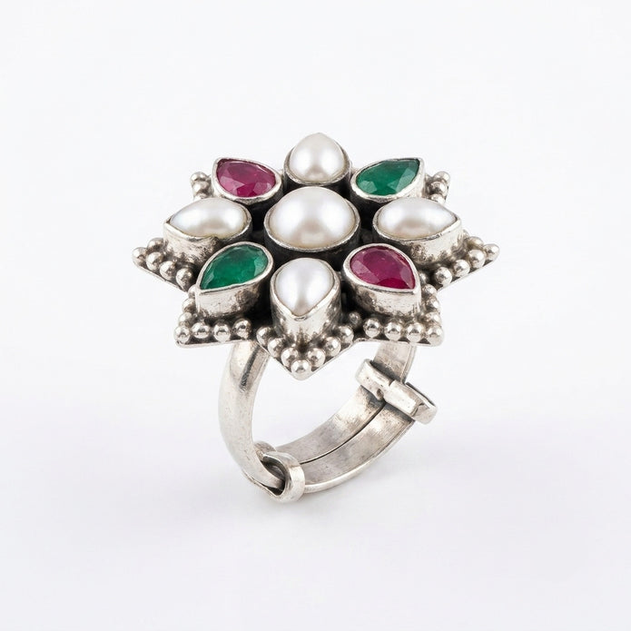 Royal Pearl Blossom Ring