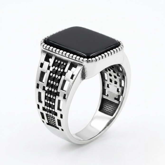 Midnight Onyx Silver Ring