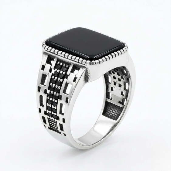 Midnight Onyx Silver Ring