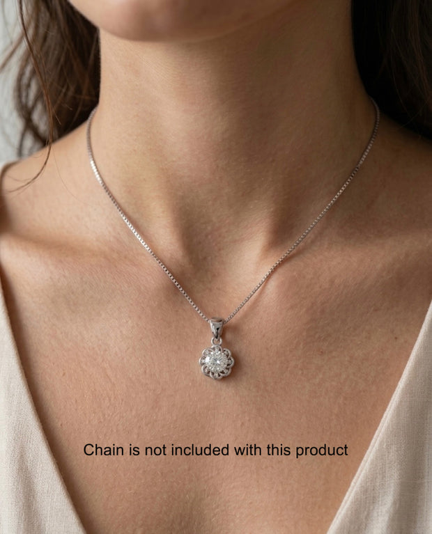 Sterling Round Stone Pendant