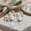 Sculpted Silver Hoops