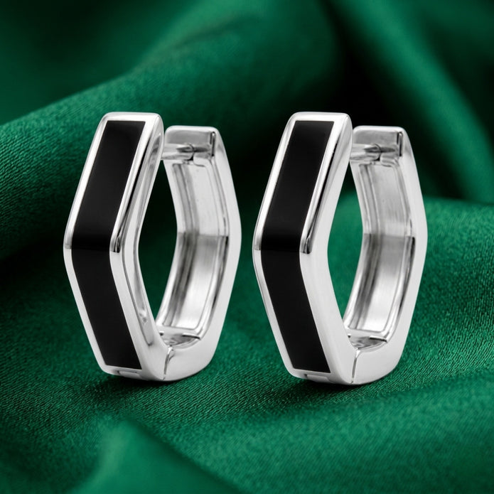 Onyx Hexagonal Hoops