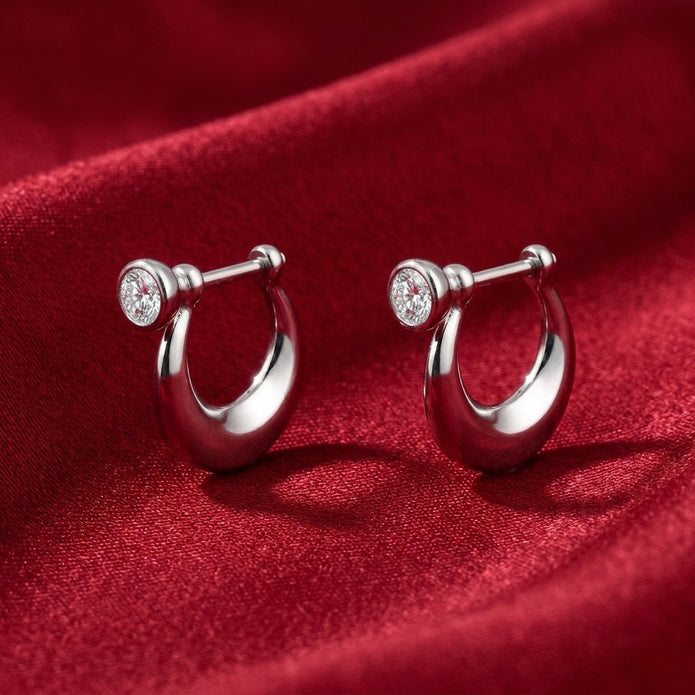 Bezel Huggie Hoops