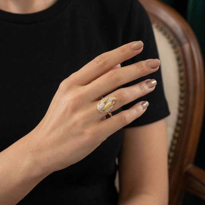 Tricolor Leaf Ring