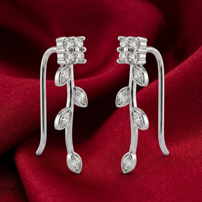 Crystal Vine Leaf Earrings
