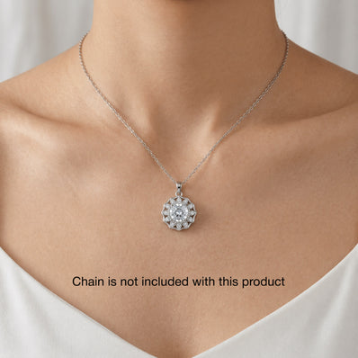 Sterling Floral Round Pendant