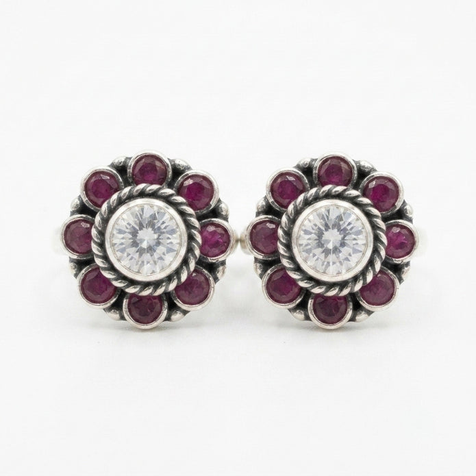 Ruby Flower Toe Ring