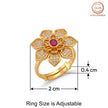 Gold Plated Floral Adjustable Ring