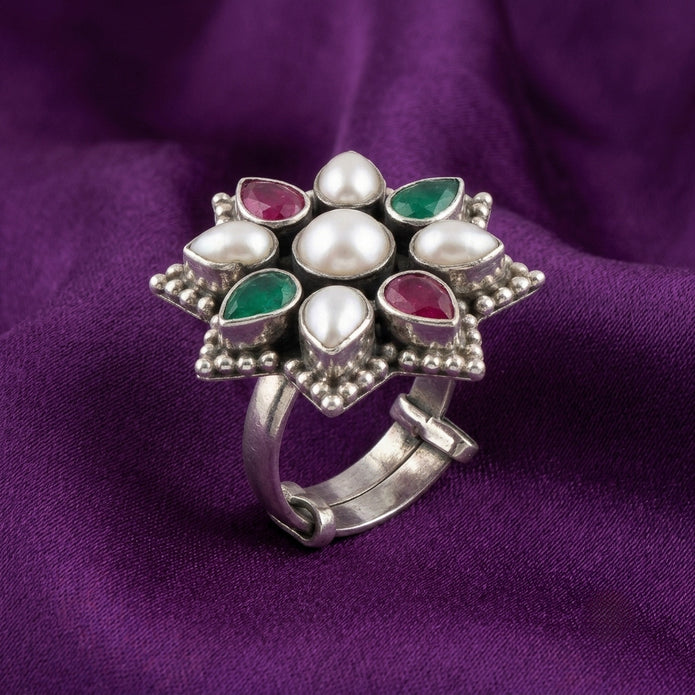 Royal Pearl Blossom Ring