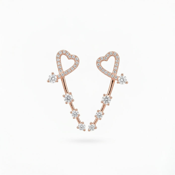 Rose Gold Diamond Heart Earrings