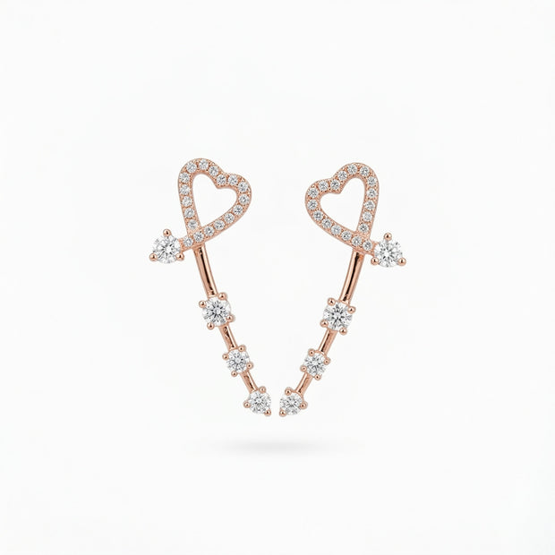 Rose Gold Diamond Heart Earrings