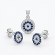 Sparkling Evil Eye Pendant & Studs (Small)