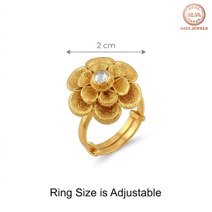 Gold Plated Floral Adjustable Ring