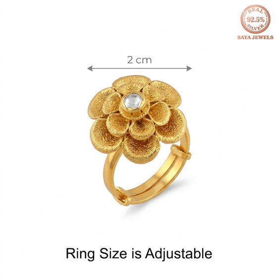 Gold Plated Floral Adjustable Ring