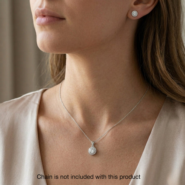 Silver Halo Pendant & Studs