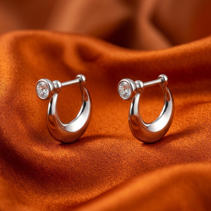 Bezel Huggie Hoops