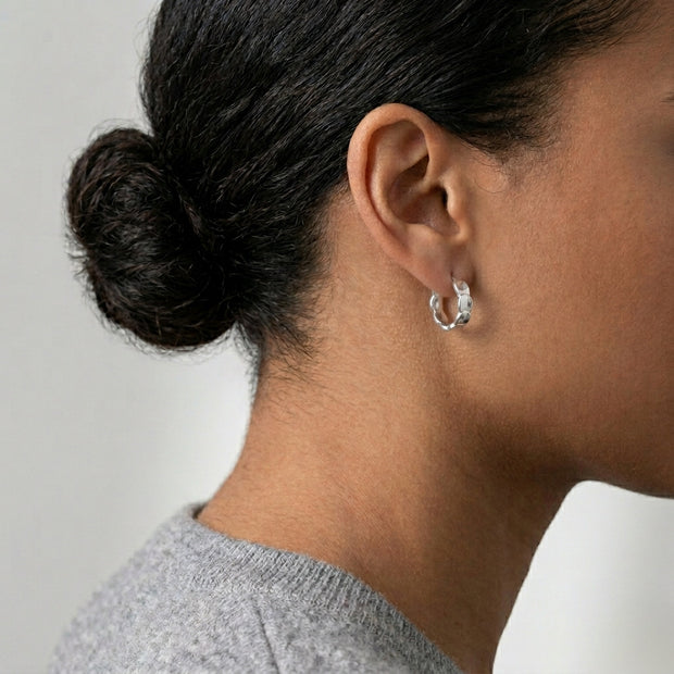Sculpted Silver Hoops