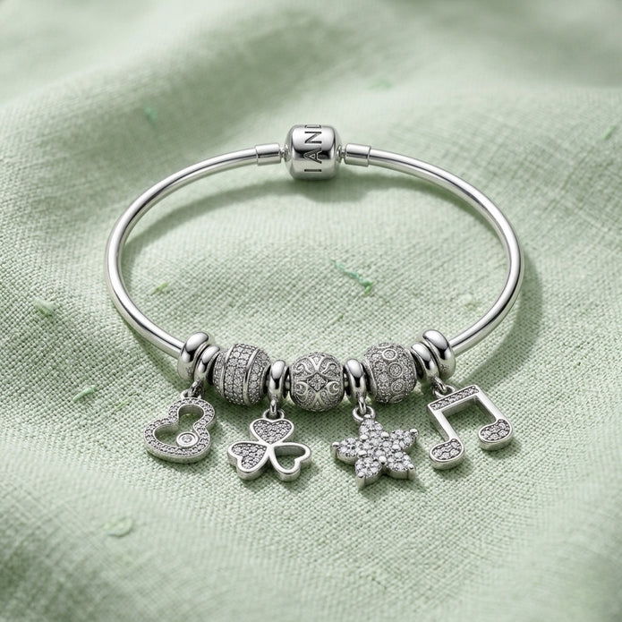 Pave Heart, Star & Note Bracelet