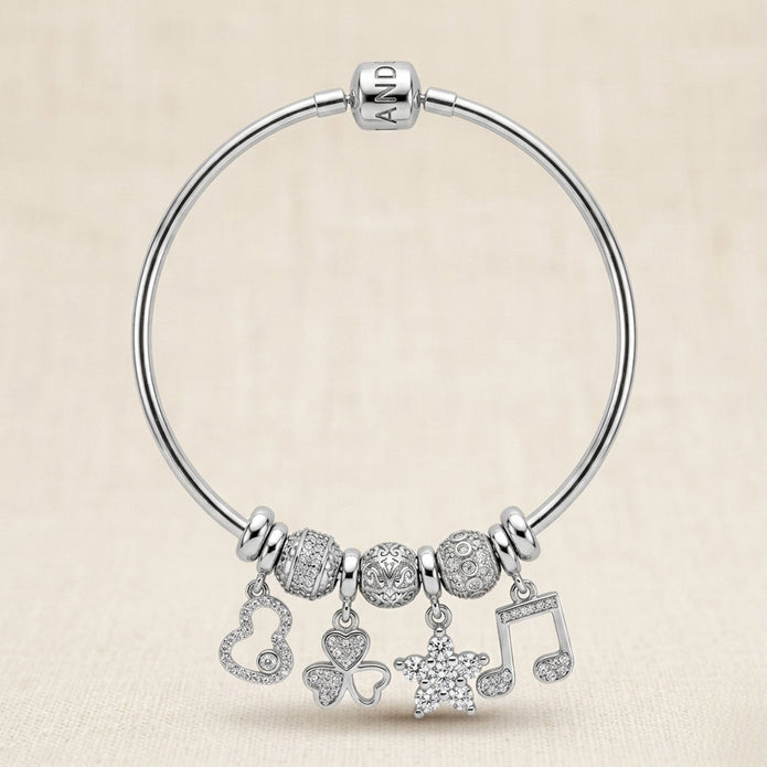 Pave Heart, Star & Note Bracelet