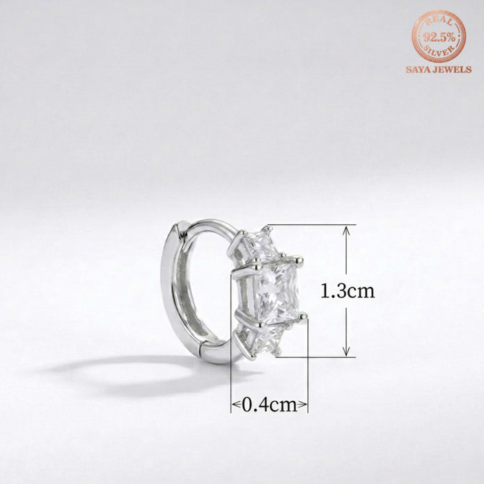 Princess Cut Crystal Hoops