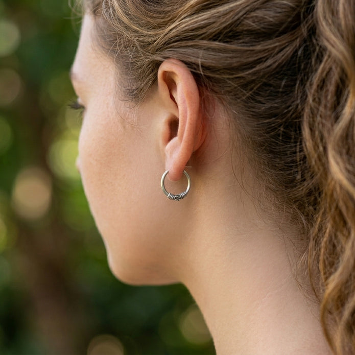 Oxidised Bali Hoops