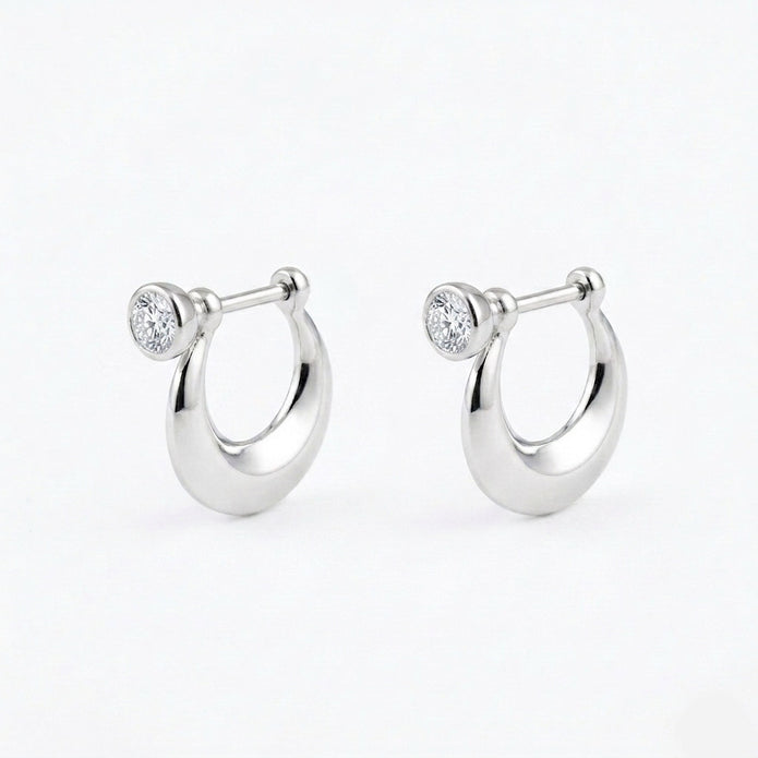 Bezel Huggie Hoops