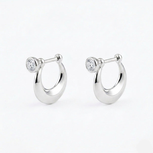 Bezel Huggie Hoops
