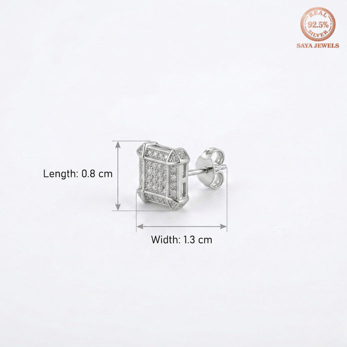 Pave Square Stud Earrings