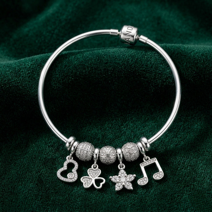 Pave Heart, Star & Note Bracelet