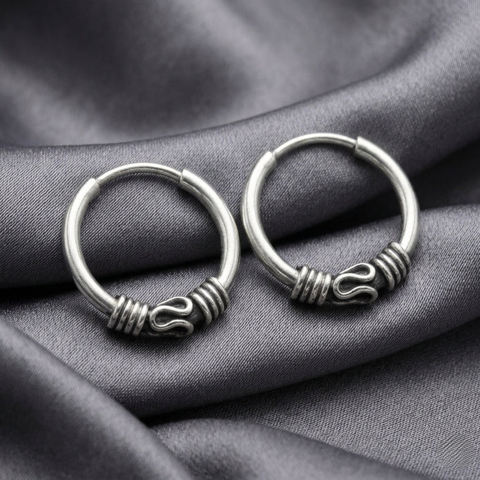 Oxidised Bali Hoops