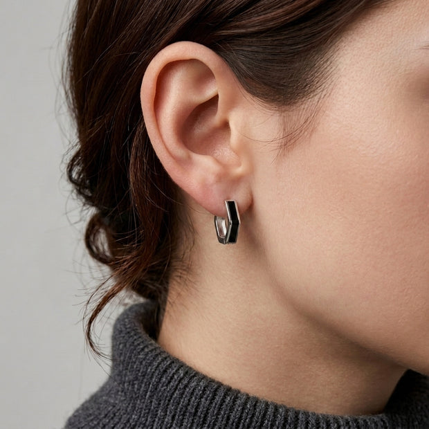 Onyx Hexagonal Hoops