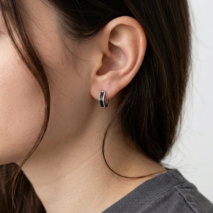 Onyx Hexagonal Hoops
